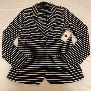 ✨ NWT Worthington Black & White Striped Blazer Jacket Coat Elegant Academia ✨